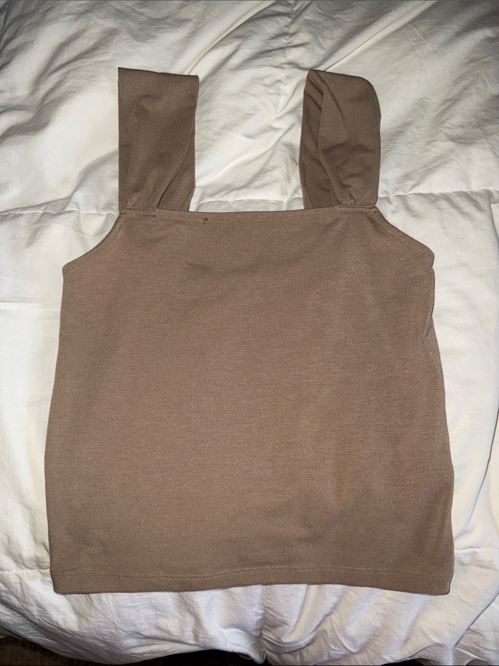 Womens Square Neck Tank Top in Taupe